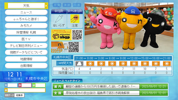 HTBのデータ放送TOP画面