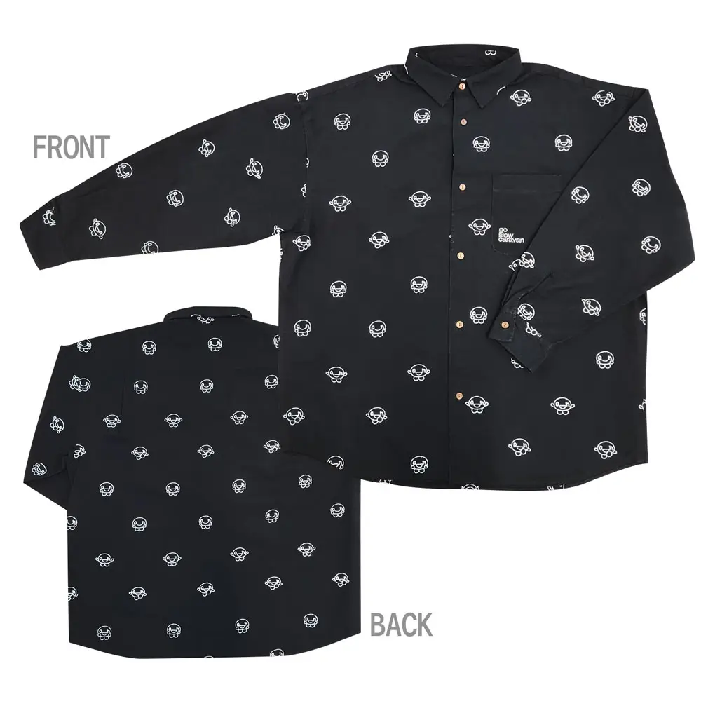 go slow caravan onちゃん 柄シャツ「黒」(M/L/XL)