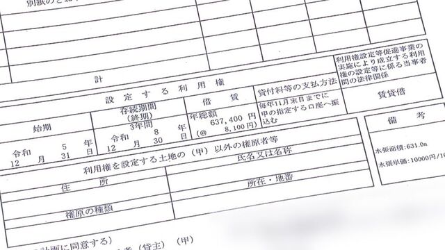 農地の賃貸借契約書