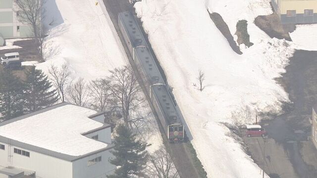 JR留萌線ラストラン　ヘリからの空撮を依田アナウンサーの完全実況付きでお届け！ サムネイル