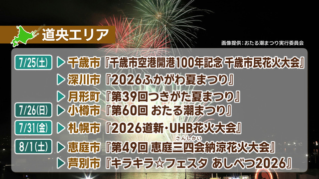 道央エリアの花火大会情報