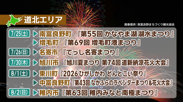 道北エリアの花火大会情報