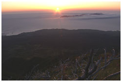 利尻山からの夕日